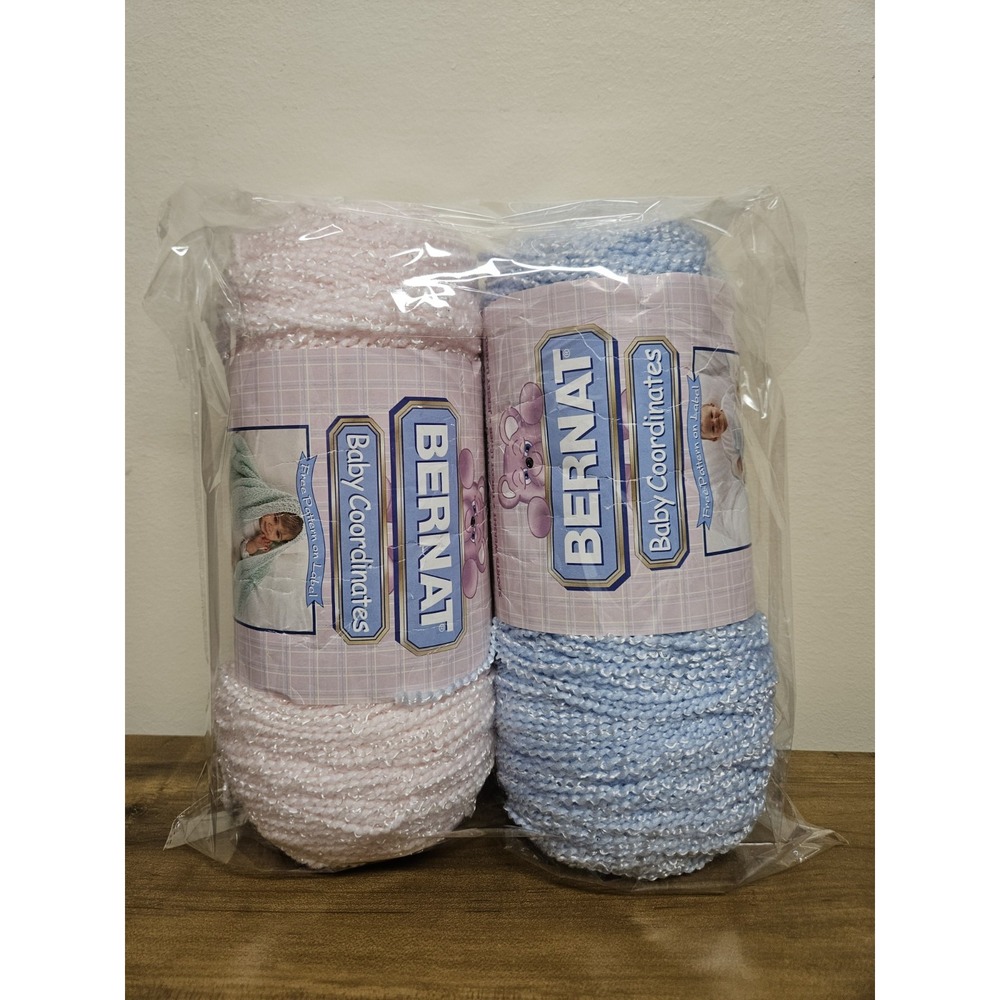 Bernat Baby Coordinates Yarn Set of 2 Skeins Baby Pink and Soft Blue Acrylic